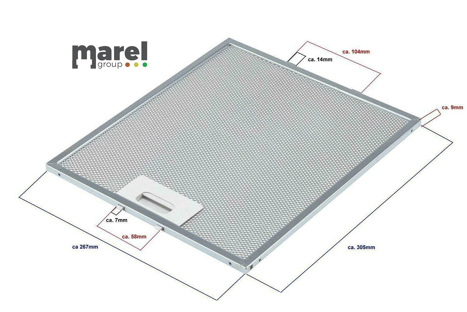 FILTRO CAPPA ELICA GRI0009219A- 1010GY METALLICO 305x267x9mm mm