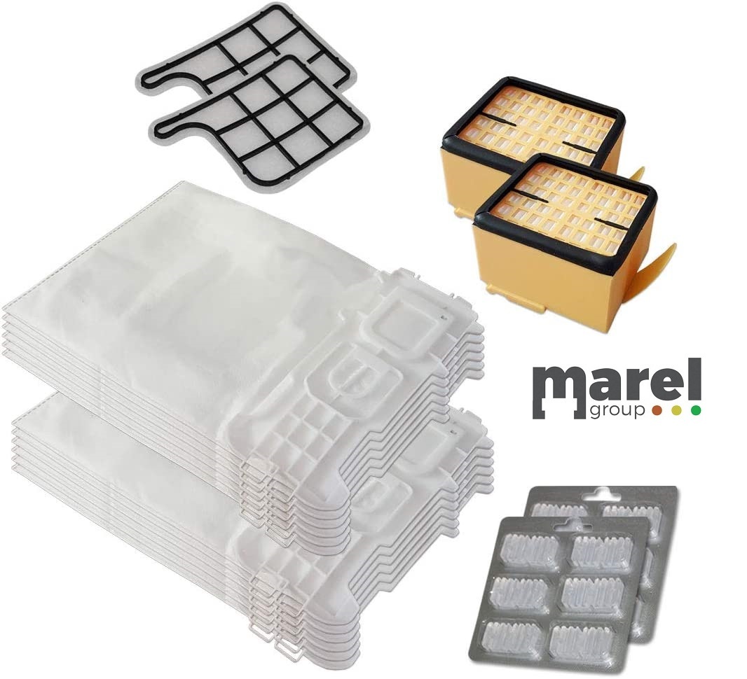 Kit 12 Sacchetti per aspirapolvere + 12 Profumi + 2 Filtro HEPA + 2 Filtro Motore Compatibili VK 135 136